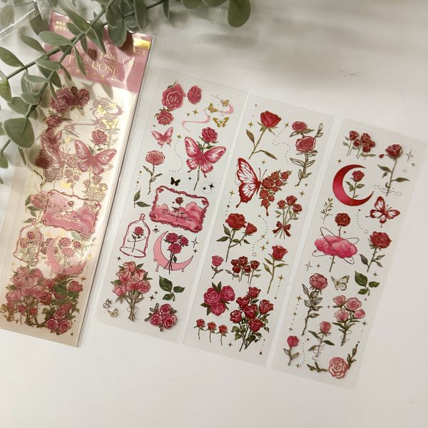 پک استیکر گل طلاکوب شفاف ژورنال