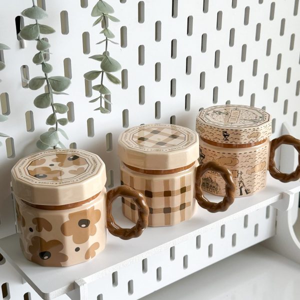 ماگ در دار کرم قهوه ای